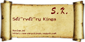Sárváry Kinga névjegykártya